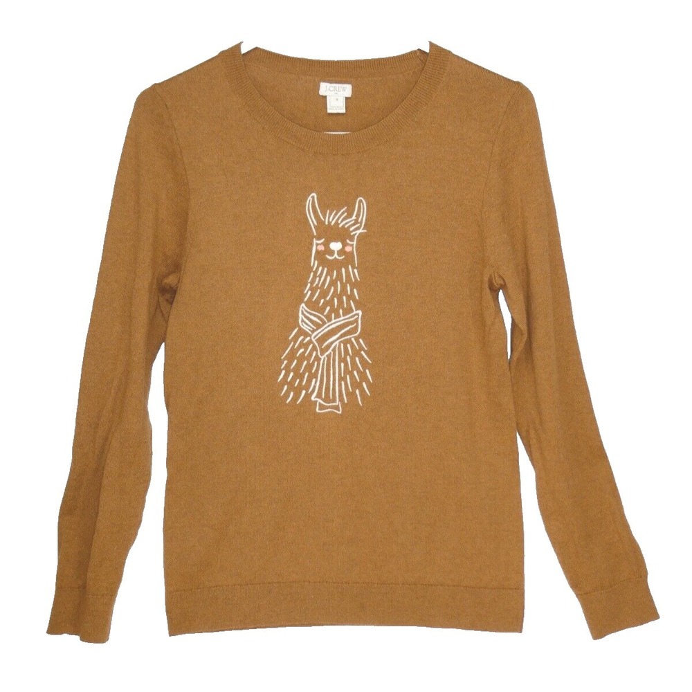 J. Crew Women's Size Small Embroidered Llama Wool Blend Pullover LS Sweater Boho